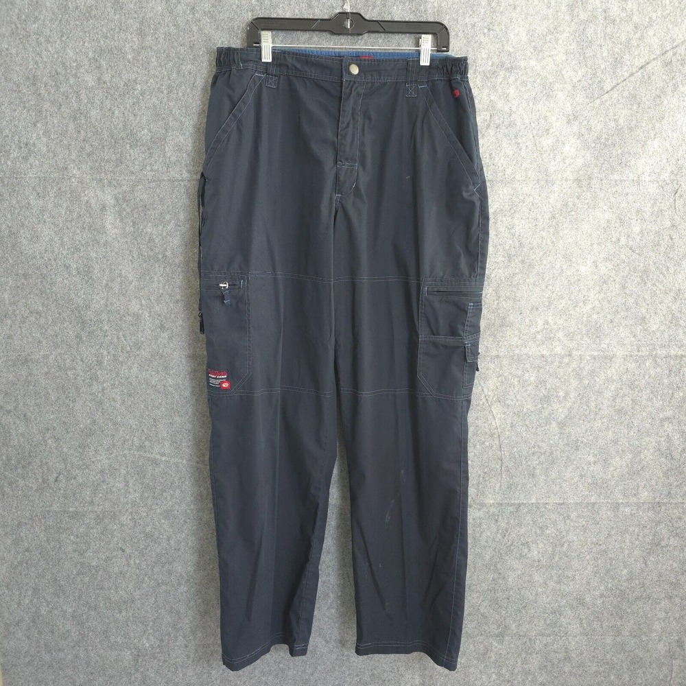 Point Zero Mens Hiking Zip Off Pants 32x32 Wide Leg Relaxed Fit Blue Navy Logo